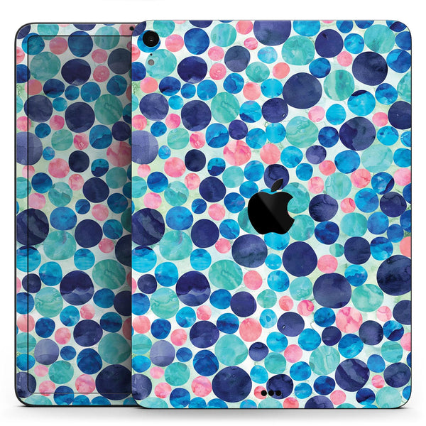 Mixed Aqua Blue and Pink Watercolor Dots - Full Body Skin Decal for the Apple iPad Pro 12.9", 11", 10.5", 9.7", Air or Mini (All Models Available)