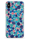 Mixed Aqua Blue and Pink Watercolor Dots - iPhone X Clipit Case