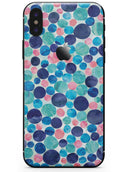 Mixed Aqua Blue and Pink Watercolor Dots - iPhone X Skin-Kit