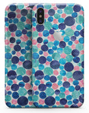 Mixed Aqua Blue and Pink Watercolor Dots - iPhone X Skin-Kit