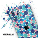 Mixed Aqua Blue and Pink Watercolor Dots - Vinyl Skin Wrap for iPhone 17 Pro Max, 17 Pro, 17 Air, 17, 16 & All Models — Soft Matte or Ultra Gloss