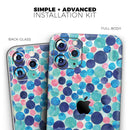 Mixed Aqua Blue and Pink Watercolor Dots - Vinyl Skin Wrap for iPhone 17 Pro Max, 17 Pro, 17 Air, 17, 16 & All Models — Soft Matte or Ultra Gloss