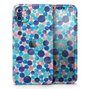 Mixed Aqua Blue and Pink Watercolor Dots - Vinyl Skin Wrap for iPhone 17 Pro Max, 17 Pro, 17 Air, 17, 16 & All Models — Soft Matte or Ultra Gloss