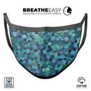 Mixed Blue-Green Watercolor Dots - Made in USA Mouth Cover Unisex Anti-Dust Cotton Blend Reusable & Washable Face Mask with Adjustable Sizing for Adult or Child