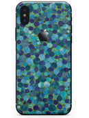 Mixed Blue-Green Watercolor Dots - iPhone X Skin-Kit