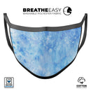 Mixed Blue Absorbed Watercolor Texture - Made in USA Mouth Cover Unisex Anti-Dust Cotton Blend Reusable & Washable Face Mask with Adjustable Sizing for Adult or Child