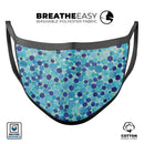 Mixed Blue Watercolor Dots - Made in USA Mouth Cover Unisex Anti-Dust Cotton Blend Reusable & Washable Face Mask with Adjustable Sizing for Adult or Child