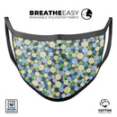 Mixed Blue and Green Watercolor Dots - Made in USA Mouth Cover Unisex Anti-Dust Cotton Blend Reusable & Washable Face Mask with Adjustable Sizing for Adult or Child