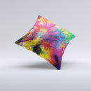 Mixed Neon Paint Ink-Fuzed Decorative Throw Pillow