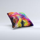 Mixed Neon Paint Ink-Fuzed Decorative Throw Pillow