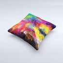 Mixed Neon Paint Ink-Fuzed Decorative Throw Pillow