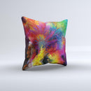 Mixed Neon Paint Ink-Fuzed Decorative Throw Pillow