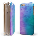 Mixed Pink Blue 3 Absorbed Watercolor Texture iPhone 6/6s or 6/6s Plus 2-Piece Hybrid INK-Fuzed Case