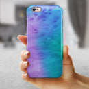 Mixed Pink Blue 3 Absorbed Watercolor Texture iPhone 6/6s or 6/6s Plus 2-Piece Hybrid INK-Fuzed Case