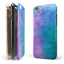 Mixed Pink Blue 3 Absorbed Watercolor Texture iPhone 6/6s or 6/6s Plus 2-Piece Hybrid INK-Fuzed Case