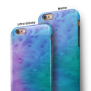 Mixed Pink Blue 3 Absorbed Watercolor Texture iPhone 6/6s or 6/6s Plus 2-Piece Hybrid INK-Fuzed Case