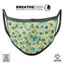 Mixed Yellow and Blue Watercolor Dots - Made in USA Mouth Cover Unisex Anti-Dust Cotton Blend Reusable & Washable Face Mask with Adjustable Sizing for Adult or Child