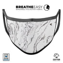 Mixtured BW Textured Marble - Made in USA Mouth Cover Unisex Anti-Dust Cotton Blend Reusable & Washable Face Mask with Adjustable Sizing for Adult or Child