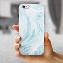 Mixtured Blue 34 Textured Marble iPhone 6/6s or 6/6s Plus 2-Piece Hybrid INK-Fuzed Case