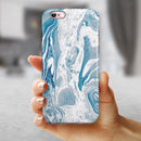 Mixtured Blue 57 Textured Marble iPhone 6/6s or 6/6s Plus 2-Piece Hybrid INK-Fuzed Case