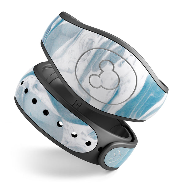 Mixtured Blue 57 Textured Marble - Decal Skin Wrap Kit for the Disney Magic Band