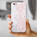 Mixtured Gray and Pink v10 Textured Marble iPhone 6/6s or 6/6s Plus 2-Piece Hybrid INK-Fuzed Case