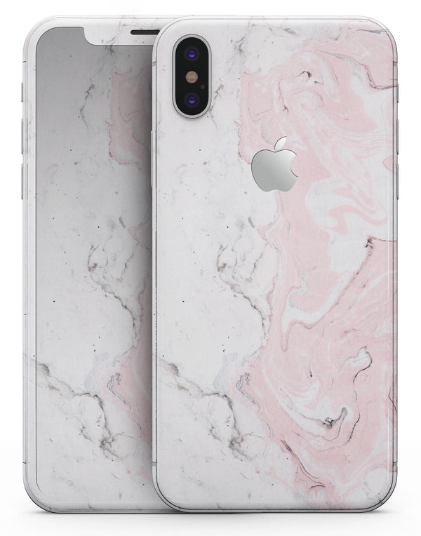 Mixtured Gray and Pink v10 Textured Marble - iPhone X Skin-Kit