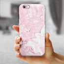 Mixtured Gray and Pink v9 Textured Marble iPhone 6/6s or 6/6s Plus 2-Piece Hybrid INK-Fuzed Case