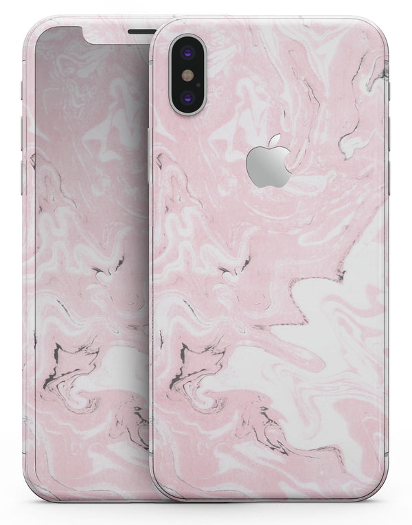 Mixtured Gray and Pink v9 Textured Marble - iPhone X Skin-Kit