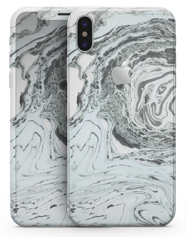 Mixtured Mint and Gray v3 Textured Marble - iPhone X Skin-Kit