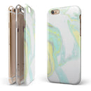 Mixtured Mint and Yellow Textured Marble iPhone 6/6s or 6/6s Plus 2-Piece Hybrid INK-Fuzed Case