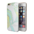 Mixtured Mint and Yellow Textured Marble iPhone 6/6s or 6/6s Plus 2-Piece Hybrid INK-Fuzed Case