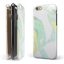 Mixtured Mint and Yellow Textured Marble iPhone 6/6s or 6/6s Plus 2-Piece Hybrid INK-Fuzed Case