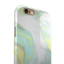 Mixtured Mint and Yellow Textured Marble iPhone 6/6s or 6/6s Plus 2-Piece Hybrid INK-Fuzed Case