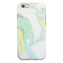 Mixtured Mint and Yellow Textured Marble iPhone 6/6s or 6/6s Plus 2-Piece Hybrid INK-Fuzed Case