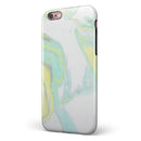 Mixtured Mint and Yellow Textured Marble iPhone 6/6s or 6/6s Plus 2-Piece Hybrid INK-Fuzed Case