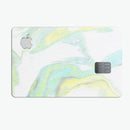 Mixtured Mint and Yellow Textured Marble - Premium Protective Decal Skin-Kit for the Apple Credit Card