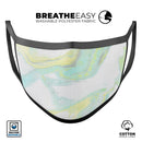 Mixtured Mint and Yellow Textured Marble - Made in USA Mouth Cover Unisex Anti-Dust Cotton Blend Reusable & Washable Face Mask with Adjustable Sizing for Adult or Child