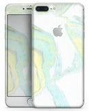 Mixtured Mint and Yellow Textured Marble - Skin-kit for the iPhone 8 or 8 Plus