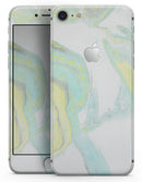 Mixtured Mint and Yellow Textured Marble - Skin-kit for the iPhone 8 or 8 Plus