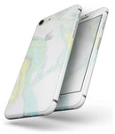 Mixtured Mint and Yellow Textured Marble - Skin-kit for the iPhone 8 or 8 Plus