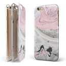 Mixtured Pink and Gray Textured Marble iPhone 6/6s or 6/6s Plus 2-Piece Hybrid INK-Fuzed Case