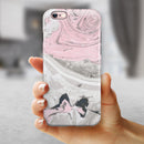 Mixtured Pink and Gray Textured Marble iPhone 6/6s or 6/6s Plus 2-Piece Hybrid INK-Fuzed Case