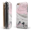 Mixtured Pink and Gray Textured Marble iPhone 6/6s or 6/6s Plus 2-Piece Hybrid INK-Fuzed Case