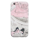 Mixtured Pink and Gray Textured Marble iPhone 6/6s or 6/6s Plus 2-Piece Hybrid INK-Fuzed Case