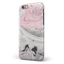 Mixtured Pink and Gray Textured Marble iPhone 6/6s or 6/6s Plus 2-Piece Hybrid INK-Fuzed Case