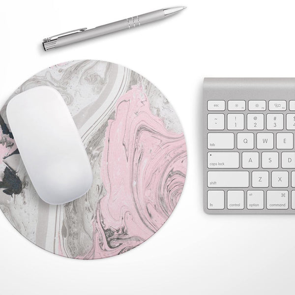 Mixtured Pink and Gray Textured Marble// WaterProof Rubber Foam Backed Anti-Slip Mouse Pad for Home Work Office or Gaming Computer Desk