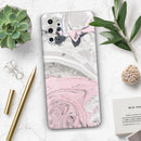 Mixtured Pink and Gray Textured Marble - Premium Vinyl Skin Decal for Samsung Galaxy S25 Ultra, S24, S23, S22 & All Galaxy S Models