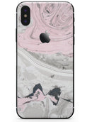 Mixtured Pink and Gray Textured Marble - iPhone X Skin-Kit