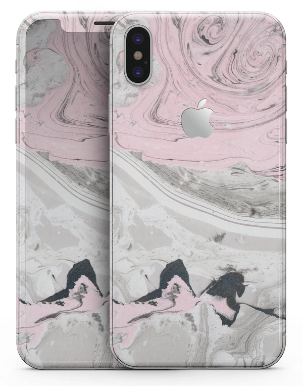 Mixtured Pink and Gray Textured Marble - iPhone X Skin-Kit